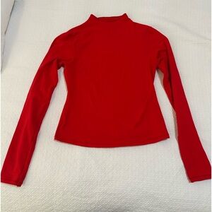 Skims Red Mockneck Long Sleeve Shirt Largee